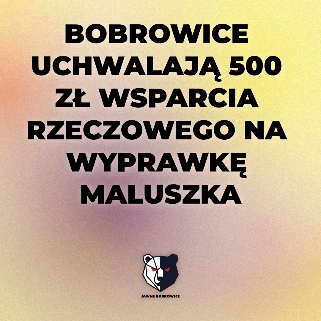 BOBROWICE UCHWALAJĄ 500 ZŁ WSPARCIA RZECZOWEGO NA WYPRAWKĘ MALUSZKA
